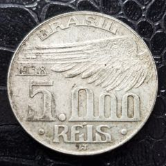 1938 Brazil  5000 Reis Santos Dumont Silver coin