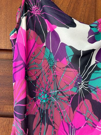 Floral Cowl Neck Beaded Dress Size 8