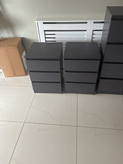 Dark Grey Chest of drawers and 2 matching lockers
