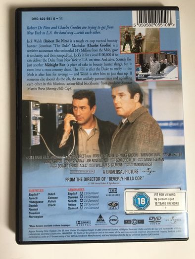 Midnight Run [1998] Robert De Niro, Charles Grodin, Dennis Farina, Joe Pantoliano & Yaphet Koto [Movie DVD]