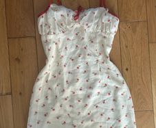 White Floral dress with red detailing