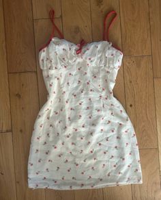 White Floral dress with red detailing