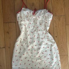 White Floral dress with red detailing