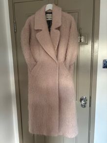 Wool mohair and alpaca mix oversized coat in blush