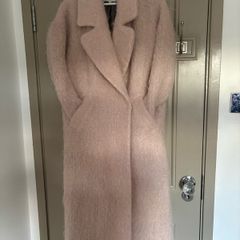 Wool mohair and alpaca mix oversized coat in blush