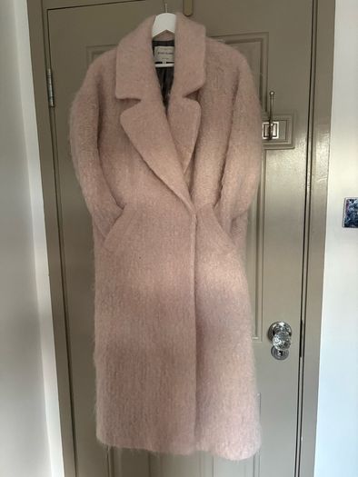 Wool mohair and alpaca mix oversized coat in blush
