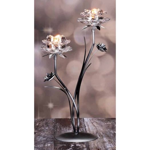 The Grange Collection 2 glass flower candle holder