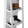 jewelry cabinet, 360 rotatable, full-length mirror, lockable jewelry organizer, with small mirror, shelves on the back, white with wood grain Image 3