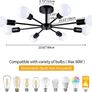 Modern 8 Lights Sputnik Chandeliers Black Semi Flush Mount Ceiling Light Fixture Mid Century Ceiling Pendant Lighting for Living Room Dining Room Bedroom Kitchen (FREE SHIPPING) Image 3