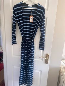 Gallery Blue Striped Cardigan 8-10 NEW