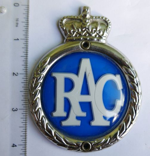1960's Vintage ROYAL AUTOMOBILE CLUB R.A.C. Radiator Grill Fitting Car Badge