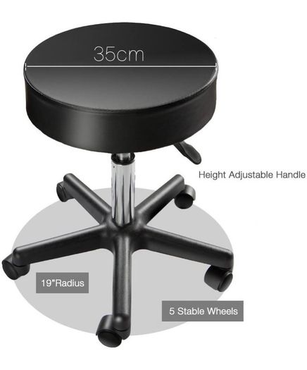 Black Adjustable Rolling Cushion Tattoo Massage Hydraulic Salon Stool,5 Wheels (FREE POSTAGE)