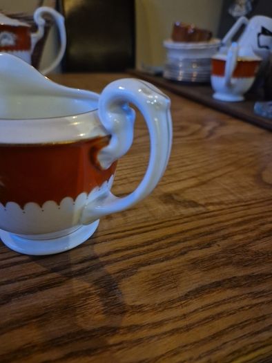 Antique Chinese Teapot, sugar bowl and milk jug.