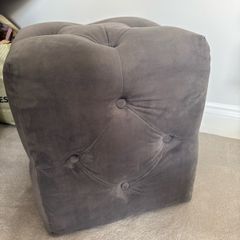 Grey velvet footstool