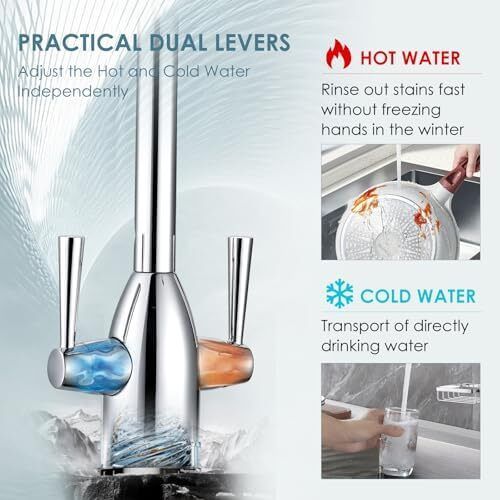 Kitchen Sink Mixer Tap Monobloc Dual Lever Chrome 360 Swivel High Arc