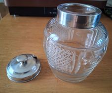 large Sterling silver mount jam jar Birmingham 1945