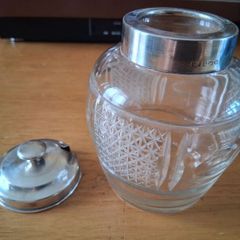 large Sterling silver mount jam jar Birmingham 1945