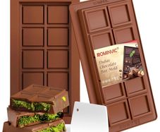Brand New ROMANVIC Chocolate Mold Silicone Deep, Dubai Chocolate Mold, 2 Pieces Silicone Mold and Spatula,