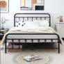King Size Bed Frame with Headboard and Footboard/Under Bed Storage, Metal Bed Frames King Size Mattress Base No Box Spring Needed, Enhanced Support Noise Free, Black Image 9