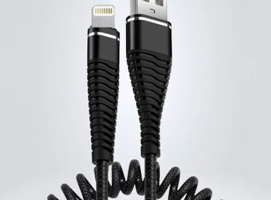 USB Charger Cable For iPhone 7 6S 8 11 13 XR 12 SE iPad Coiled Wire Lead