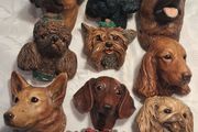 10 X 1950's Bosson's Chalkware Dog Heads