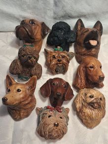 10 X 1950's Bosson's Chalkware Dog Heads