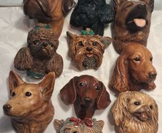 10 X 1950's Bosson's Chalkware Dog Heads