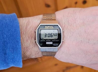 Vintage Swiss Made Darwil Digital Alarm Chrono Swiss Watch Quartz 1980s Collectable