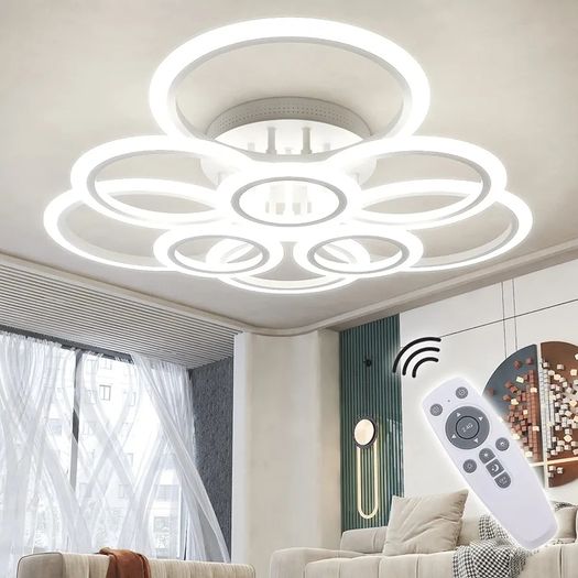 Modern LED Ceiling Light dimmable Remote Control 9 Ring Ceiling Light 120W 10800LM, Ceiling Light for Living Room, Bedroom, Kitchen, Corridor, Balcony, Dining Room, White, 2800-7000K