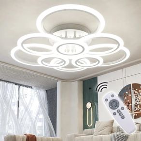 Modern LED Ceiling Light dimmable Remote Control 9 Ring Ceiling Light 120W 10800LM, Ceiling Light for Living Room, Bedroom, Kitchen, Corridor, Balcony, Dining Room, White, 2800-7000K