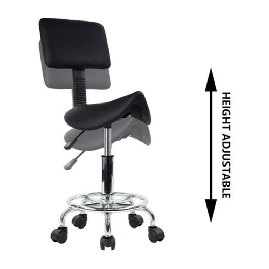 Swivel Saddle Stool Kitchen Salon Chair Black