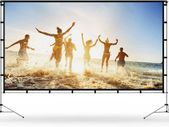 120 inch Projector Screen with Stand, Vamvo Outdoor Indoor Projector Screen 16:9 4K Full HD for Home Theatre Office Presentation, Portable Projector Screen Winkle-Free with Carrying Bag