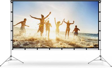 120 inch Projector Screen with Stand, Vamvo Outdoor Indoor Projector Screen 16:9 4K Full HD for Home Theatre Office Presentation, Portable Projector Screen Winkle-Free with Carrying Bag
