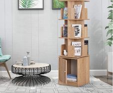 BRAND NEW Bookshelf 3 level storage shelf with cabinet made of MDF light oak