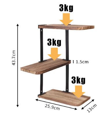 BRAND NEW Rustic Industrial Wood Shelf Wall Mount Corner Rack Display
