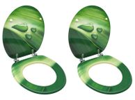 main image for ad WC Toilet Seats with Lid 2 pcs MDF Green Water Drop Design