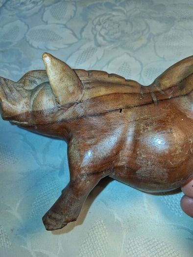 Hardwood Handcarved Pig