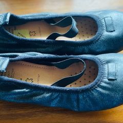 Girls shoes: black Leather ballet Flat Geox