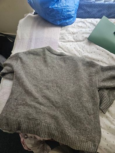 grey cardigan