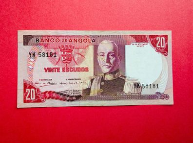 Angola   20. Escudos  1972  PICK  99. Scarce . ( uncirculated )