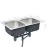 Kitchen Sink Double Basin with Strainer & Trap Stainless Steel Image 8