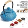 Cast Iron Teapot, 900ml Tetsubin Japanese Tea Kettle with Infuser for Loose Leaf and Tea Bags, Tea Pot Coated with Enameled Interior, Dark Blue Image 4