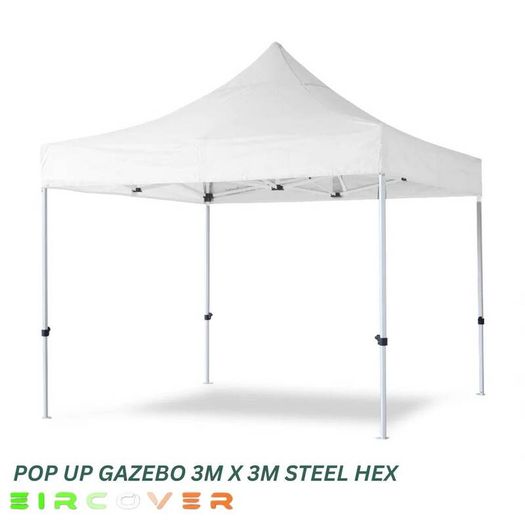 Heavy Duty Pop Up Gazebo Steel 40mm Hex 3m x 3m