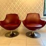 Pair of vintage red swivel egg chairs Image 3