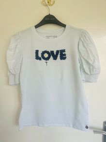Angel & Rocket Girls White Puff Sleeve "LOVE" Top Age 13-14