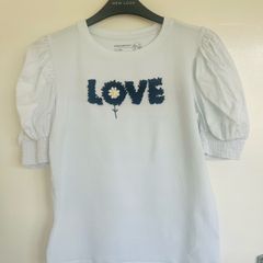 Angel & Rocket Girls White Puff Sleeve "LOVE" Top Age 13-14