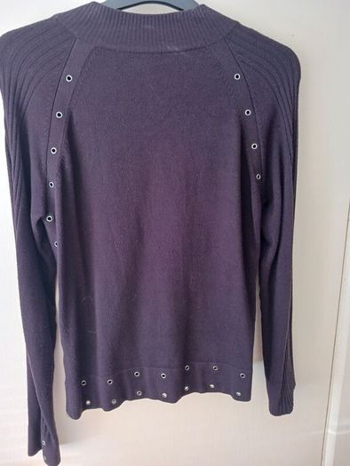 Yuka Dark Brown Cardigan with  Metal Eyelet Detail    Size 14
