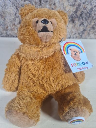 Rainbow BUNGLE soft toy teddy plush bean toy beanie Tagged vintage
