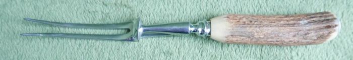 Antique Bone Handle Flatware Serving Meat Fork with Guard
