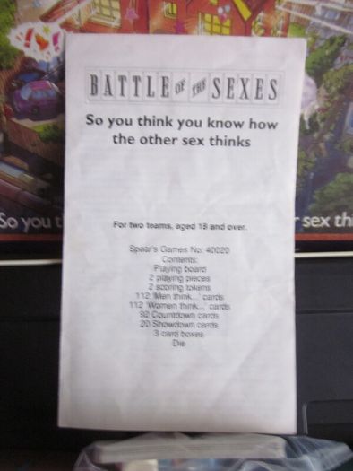 Battle Of The Sexes Board Game by Spears1990 Retro
